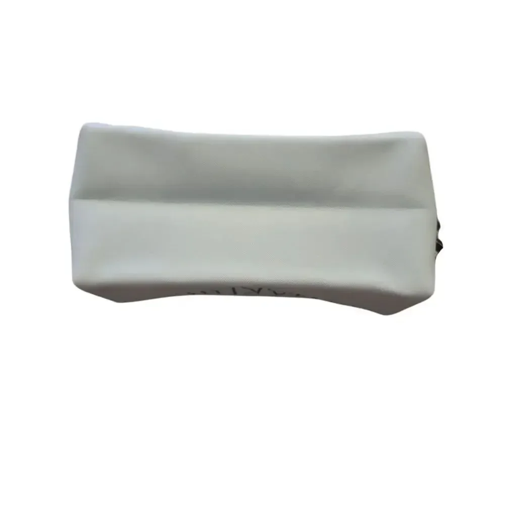 Rae Dunn White Cosmetic Pouch with Blue Text
